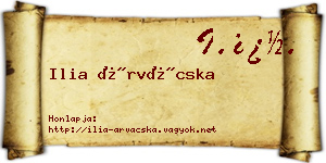 Ilia Árvácska névjegykártya